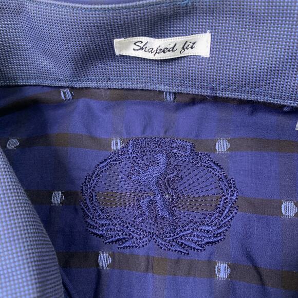 Bugatchi Shirt Men L Large Navy Black Shaped Fit Long Sleeve Button Up Flip Cuff - Picture 4 of 10